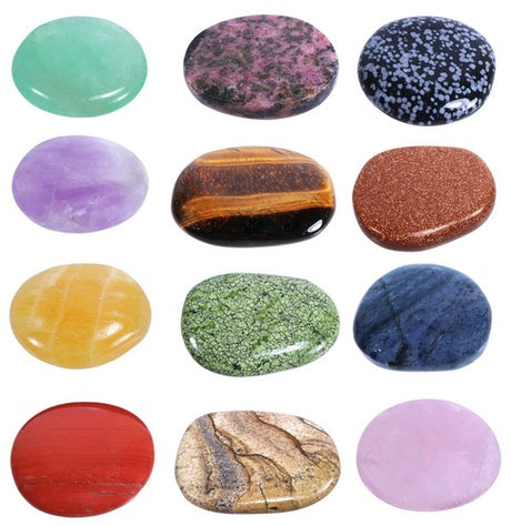 Handschmeichler Set, bunte Sammlung aus Natursteinen für Meditation und Energiearbeit