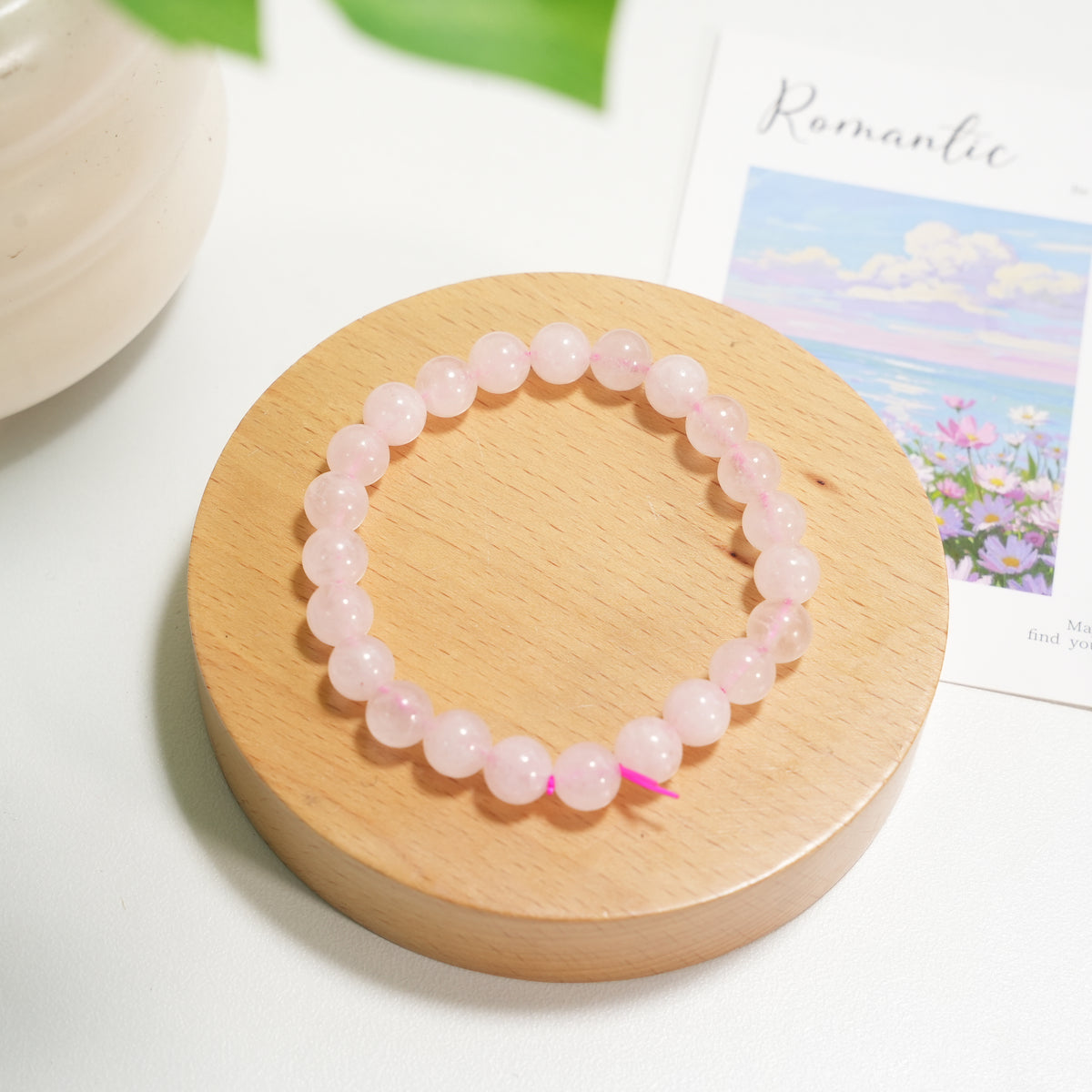 Edelstein Armband Rosenquarz I Zartes Edelstein Armband in hellem Rosa