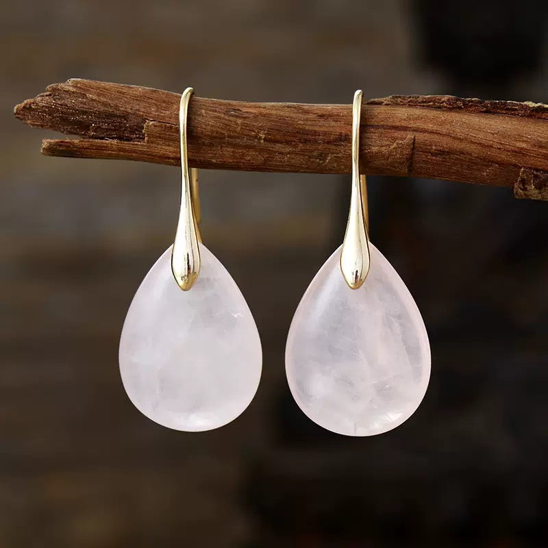 Ohrring mit Rosenquarz Edelstein I Elegante Ohrringe für den Alltag und besondere Anlässe