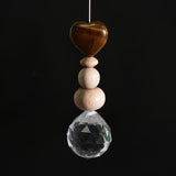 Sonnenfänger Edelstein Herz mit Holzperlen 10 cm I Liebevoller Schmuck für dein Lieblingsfenster