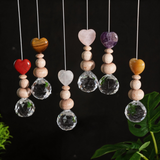 Sonnenfänger Edelstein Herz mit Holzperlen 10 cm I Liebevoller Schmuck für dein Lieblingsfenster