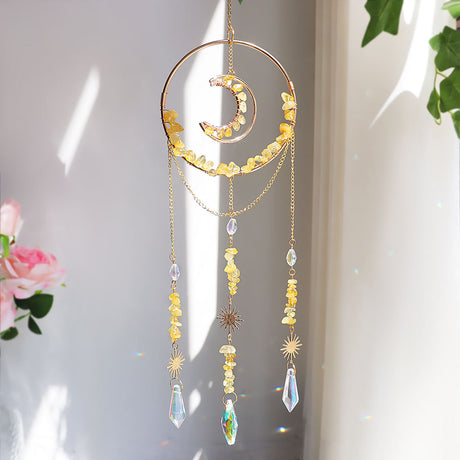 Sonnenfänger Edelstein Mond- Mobile 30 cm I Magisches Licht für deinen Morgen