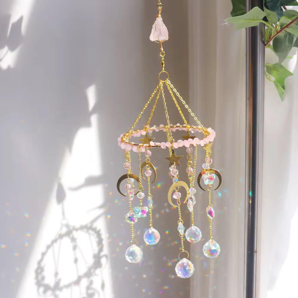 Sonnenfänger Edelstein- Mobile mit Sonne & Mond 15 cm