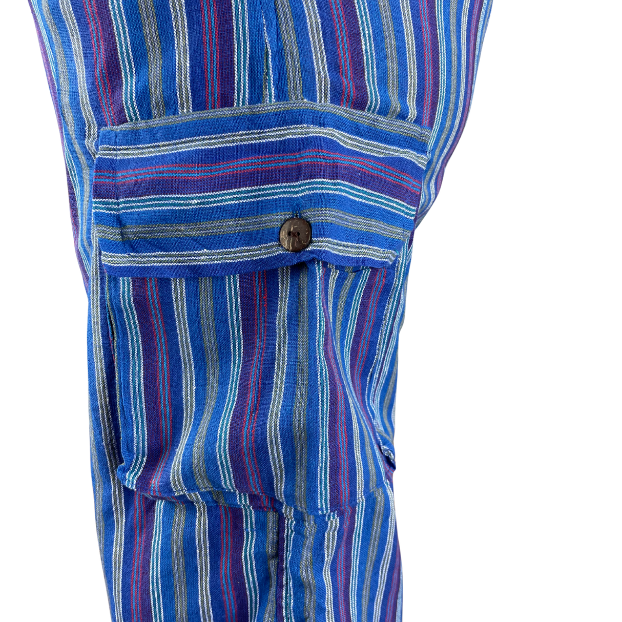 Freizeithose mit Taschen Blau gestreift aus Fischerstoff