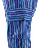 Freizeithose mit Taschen Blau gestreift aus Fischerstoff