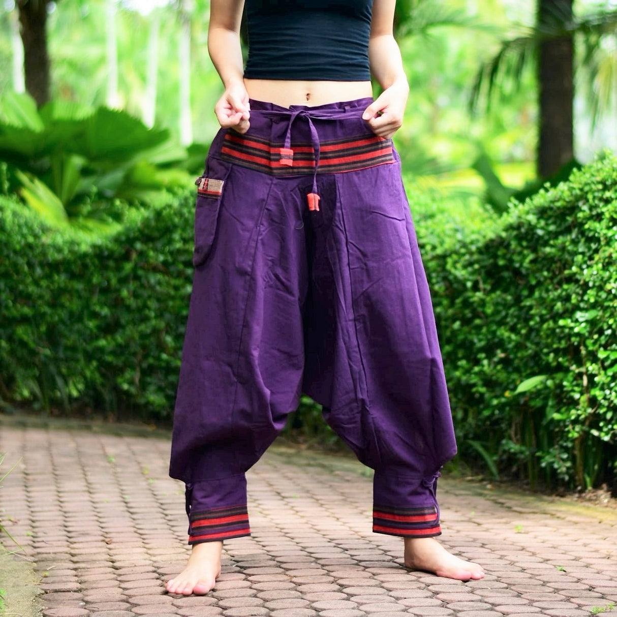 Goa Hose Hilltribe lila mit Tasche - Frau