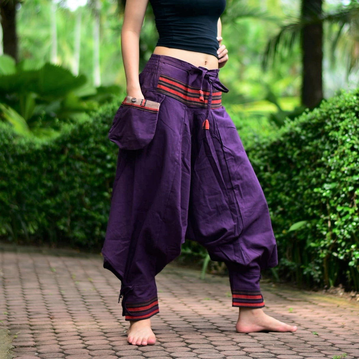 Goa Hose Hilltribe lila mit Tasche - Frau