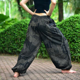 Goa Hose Patchwork Style schwarz grau - Rückseite