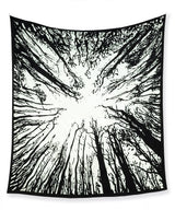 Großes Wandtuch Wald schwarz weiß
