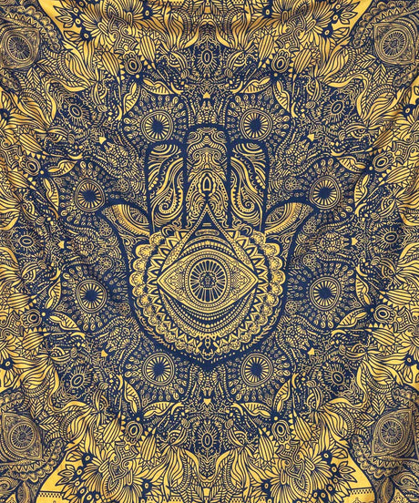 Gold Wandtuch Fatimas Hand blau - groß ca. 230x210 cm