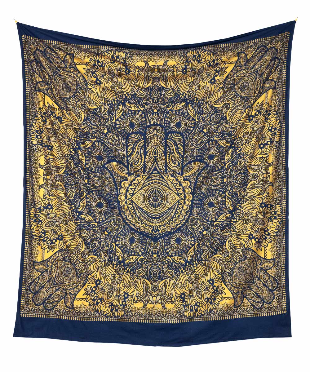 Gold Wandtuch Fatimas Hand blau - groß ca. 230x210 cm