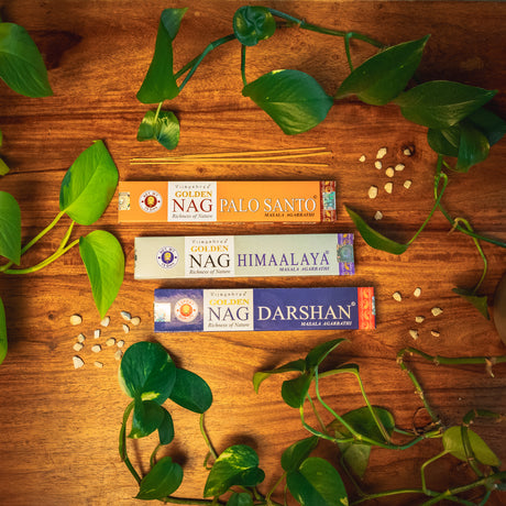 Reinigung & Ausrichtung Räucherstäbchen-Set | Golden Nag Palo Santo, Himalaya & Darshan