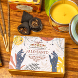 Goloka Palo Santo - Aromaset mit Duftkerze, Räucherstäbchen und Smudge Cones