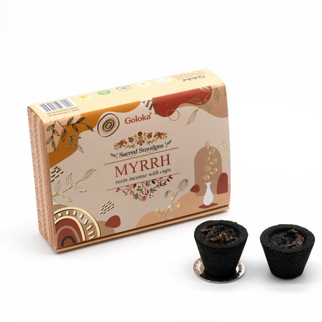 Goloka Smudge Cups Myrrhe 6 Stück Resin Cups Räucherkegel