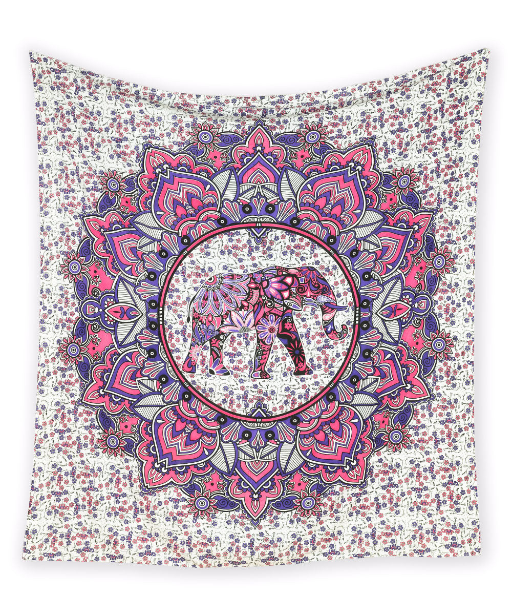 Wandtuch Lotus Elefant rosa lila
