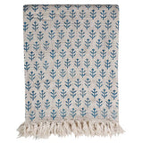 Handgewebte Tagesdecke mit blauem Blockdruck, 100% Baumwolle 200x130 cm – fair gehandelt aus Indien