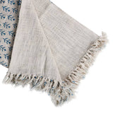 Handgewebte Tagesdecke mit blauem Blockdruck, 100% Baumwolle 200x130 cm – fair gehandelt aus Indien
