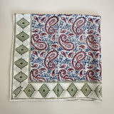 Einzelstück Boho Halstuch mit Paisley- Muster in Blau & Rot