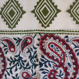 Einzelstück Boho Halstuch mit Paisley- Muster in Blau & Rot