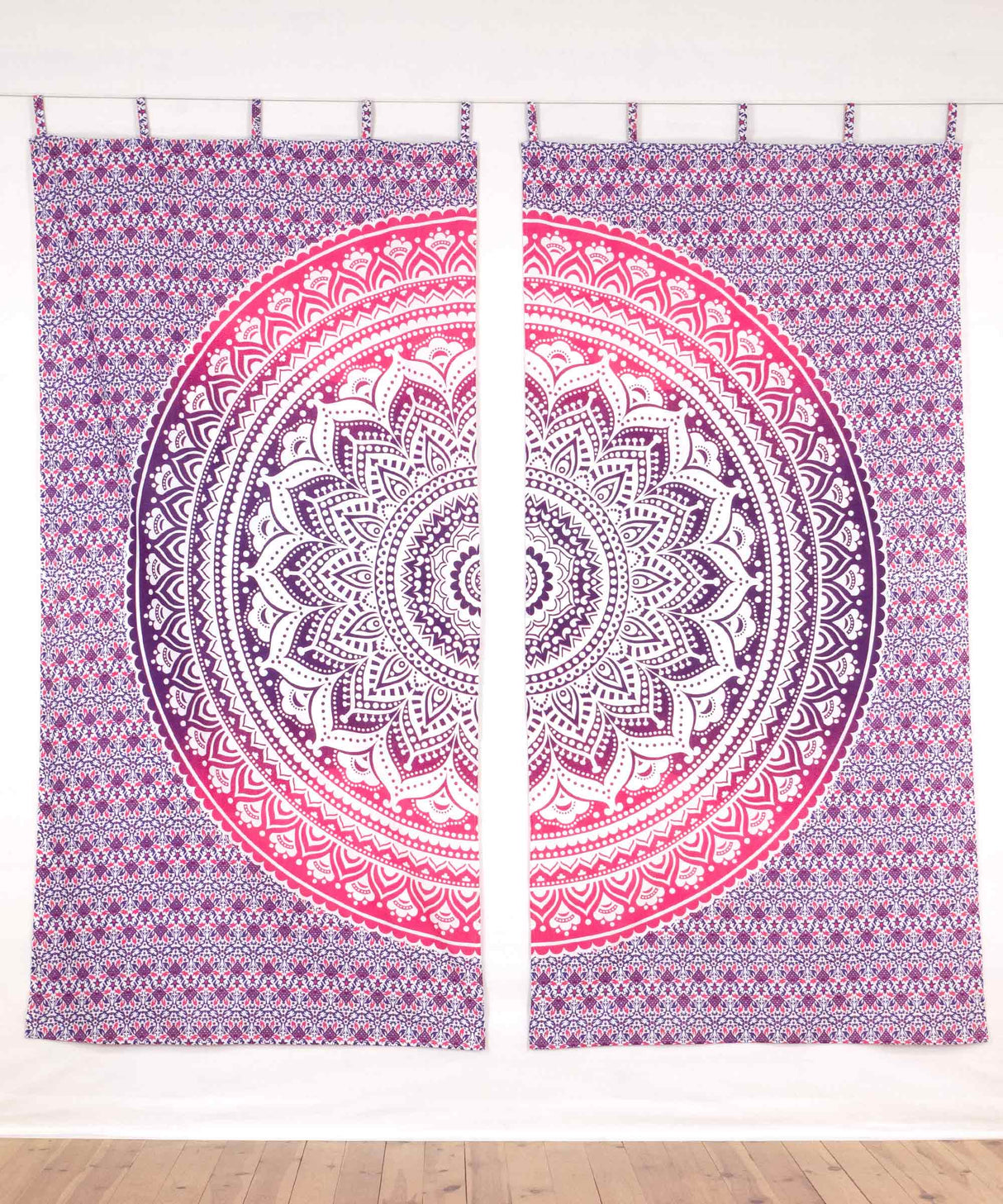 Indischer Vorhang Ombre Mandala lila rosa