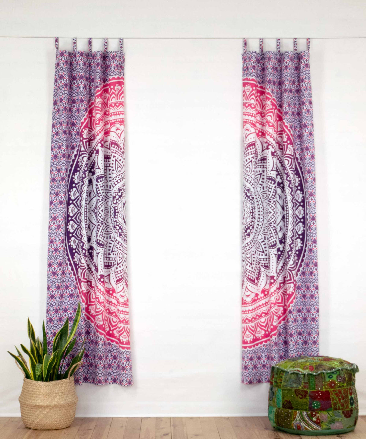 Indischer Vorhang Ombre Mandala lila rosa