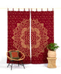 Indischer Vorhang goldener Lotus dunkelrot ca. 200x220 cm 100% Baumwolle