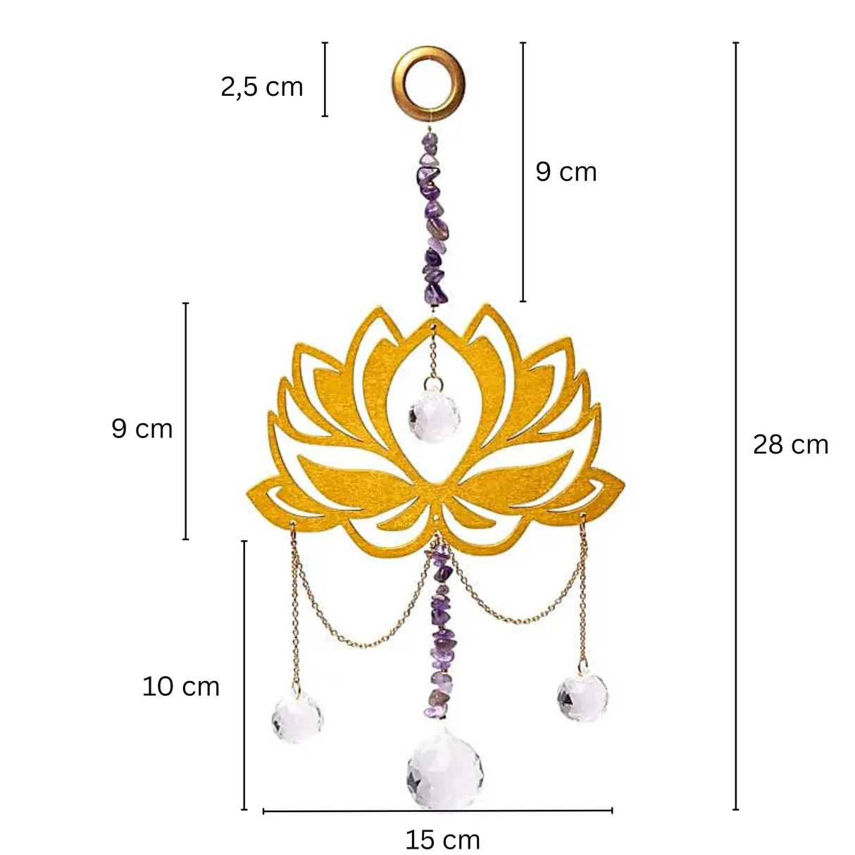 Sonnenfänger Lotus aus Holz mit Amethyst