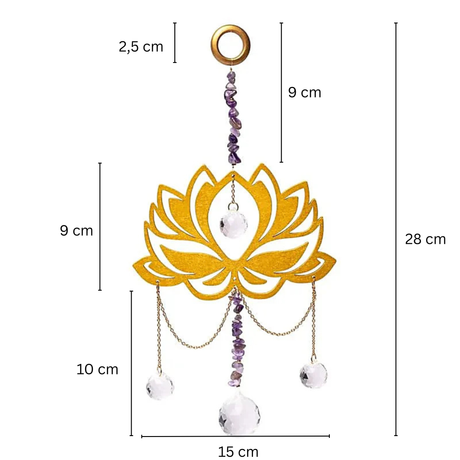 Sonnenfänger Lotus aus Holz mit Amethyst