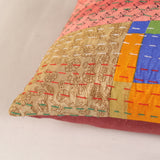 Zierkissenhülle 40 x 40 cm im Kantha Stil aus recyceltem Sari Stoff