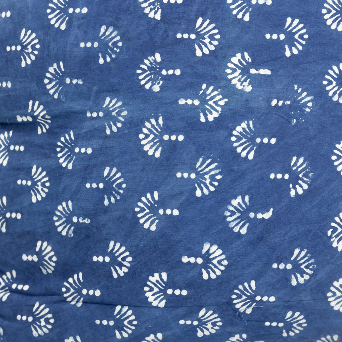 Kopfkissen 80x80 cm mit Reissverschluss Bezug für Indigo Blockdruck Muster Pfau