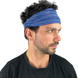 Haarband gestreift Blau – handgefertigtes Stirnband aus Nepal