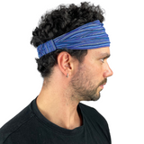 Haarband gestreift Blau – handgefertigtes Stirnband aus Nepal