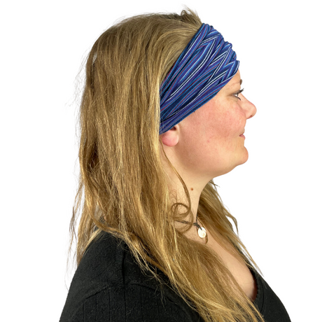 Haarband gestreift Blau – handgefertigtes Stirnband aus Nepal