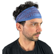 Haarband mit Om Zeichen Blau – flexibles Stirnband aus Stoff