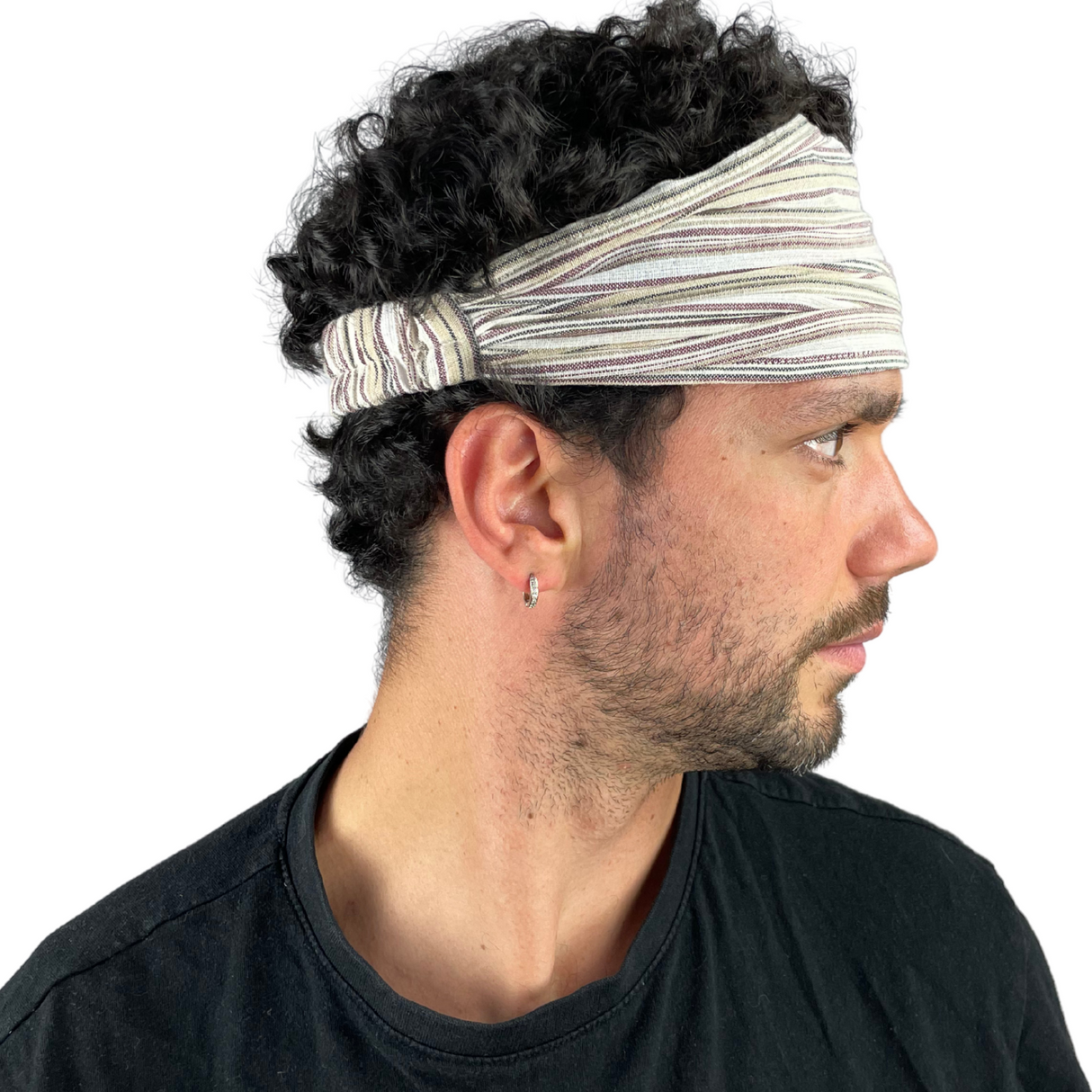 Haarband gestreift Weiß – handgefertigtes Stirnband aus Nepal
