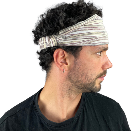 Haarband gestreift Weiß – handgefertigtes Stirnband aus Nepal