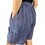 Kurze Hose Fischerstoff Stil blau Unisex alternative Mode aus Nepal Hippiestyle fair gehandelt von Karmandala
