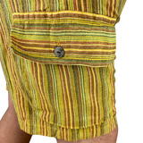 Kurze Hippie Hose Fischerstoff Stil gelb Unisex alternative Mode aus Nepal Hippiestyle fair gehandelt von Karmandala