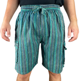 Kurze Hose Fischerstoff Stil grün Unisex alternative Mode aus Nepal Hippiestyle fair gehandelt von Karmandala