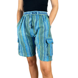 Kurze Hippie Hose Fischerstoff Stil türkis Unisex alternative Mode aus Nepal Hippiestyle fair gehandelt von Karmandala