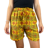 Kurze Sommerhose Gelb Om Zeichen Shorts indische Kleidung fair gehandelt