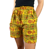 Kurze Sommerhose Gelb Om Zeichen Shorts indische Kleidung fair gehandelt