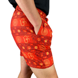 Kurze Sommerhose Orange Om Zeichen Shorts indische Kleidung fair gehandelt