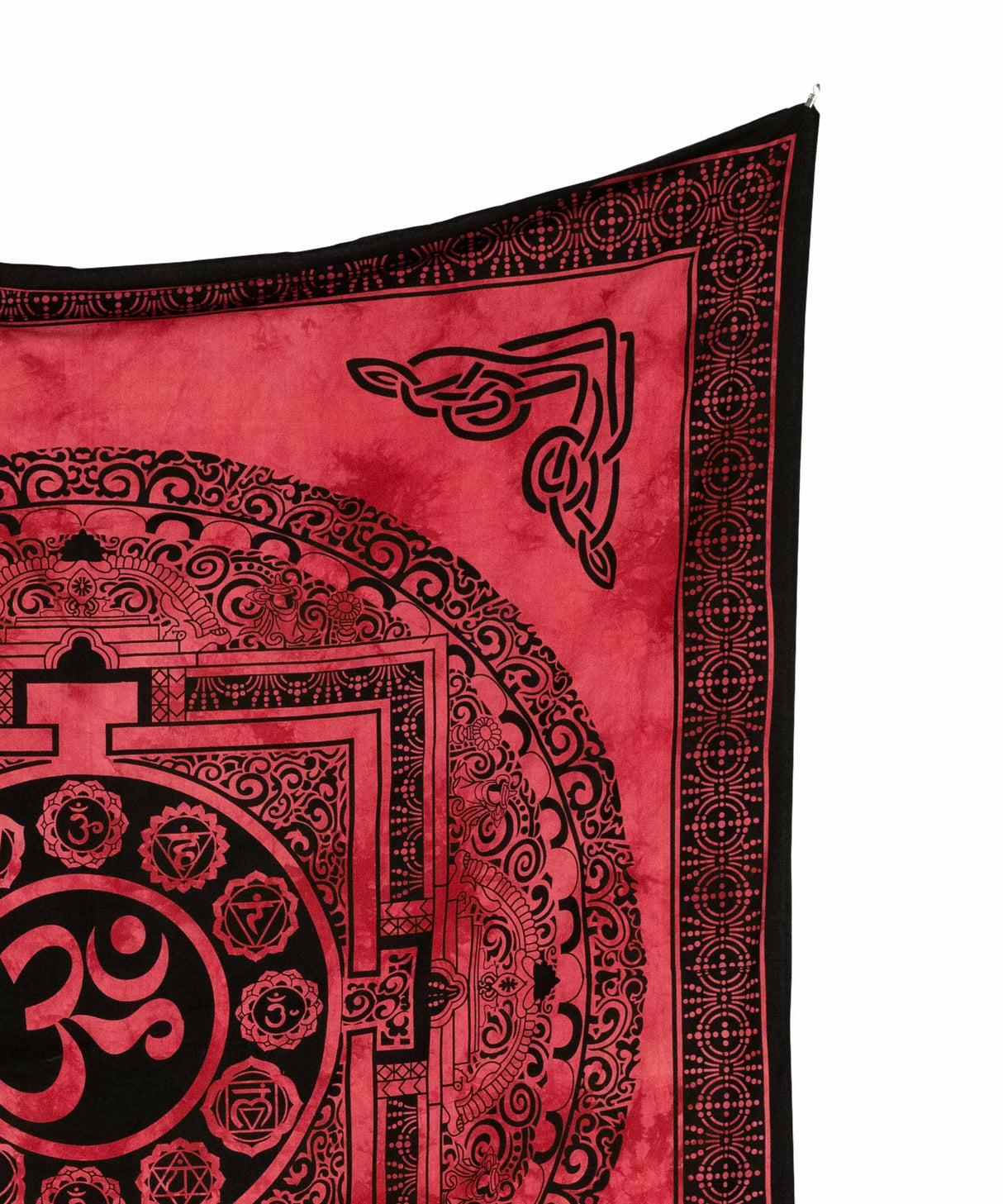 Om Wandtuch in rot, spiritueller Wandbehang aus Indien