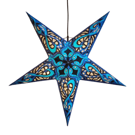 Papierstern Mandala Blau Schwarz