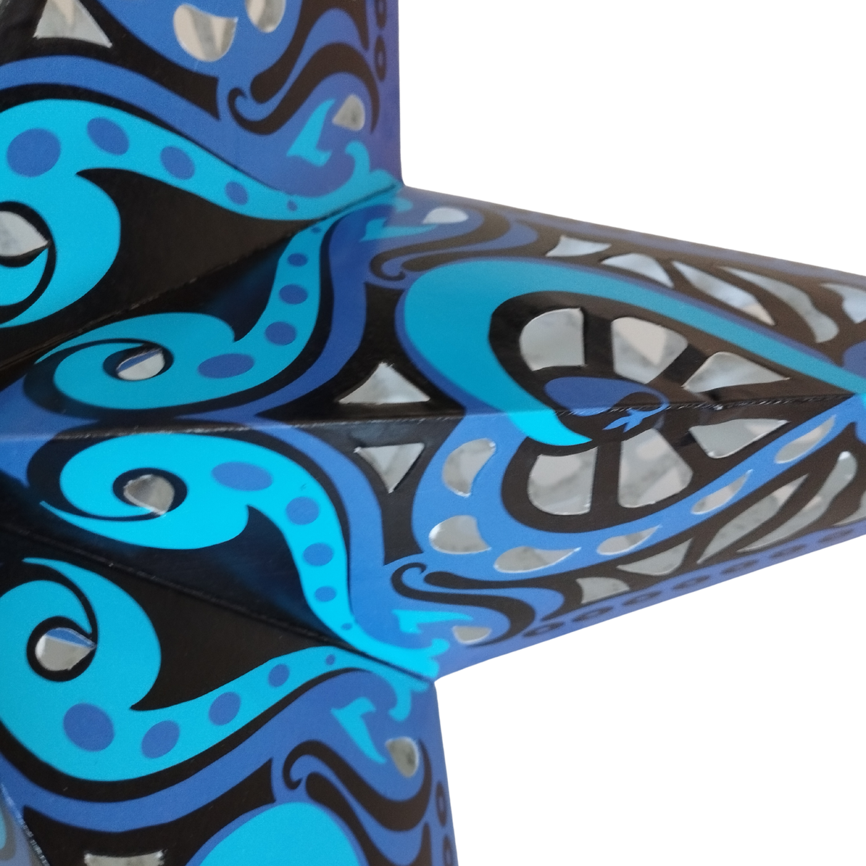 Papierstern Mandala Blau Schwarz