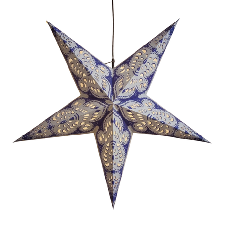 Papierstern Mandala Blau Weiß