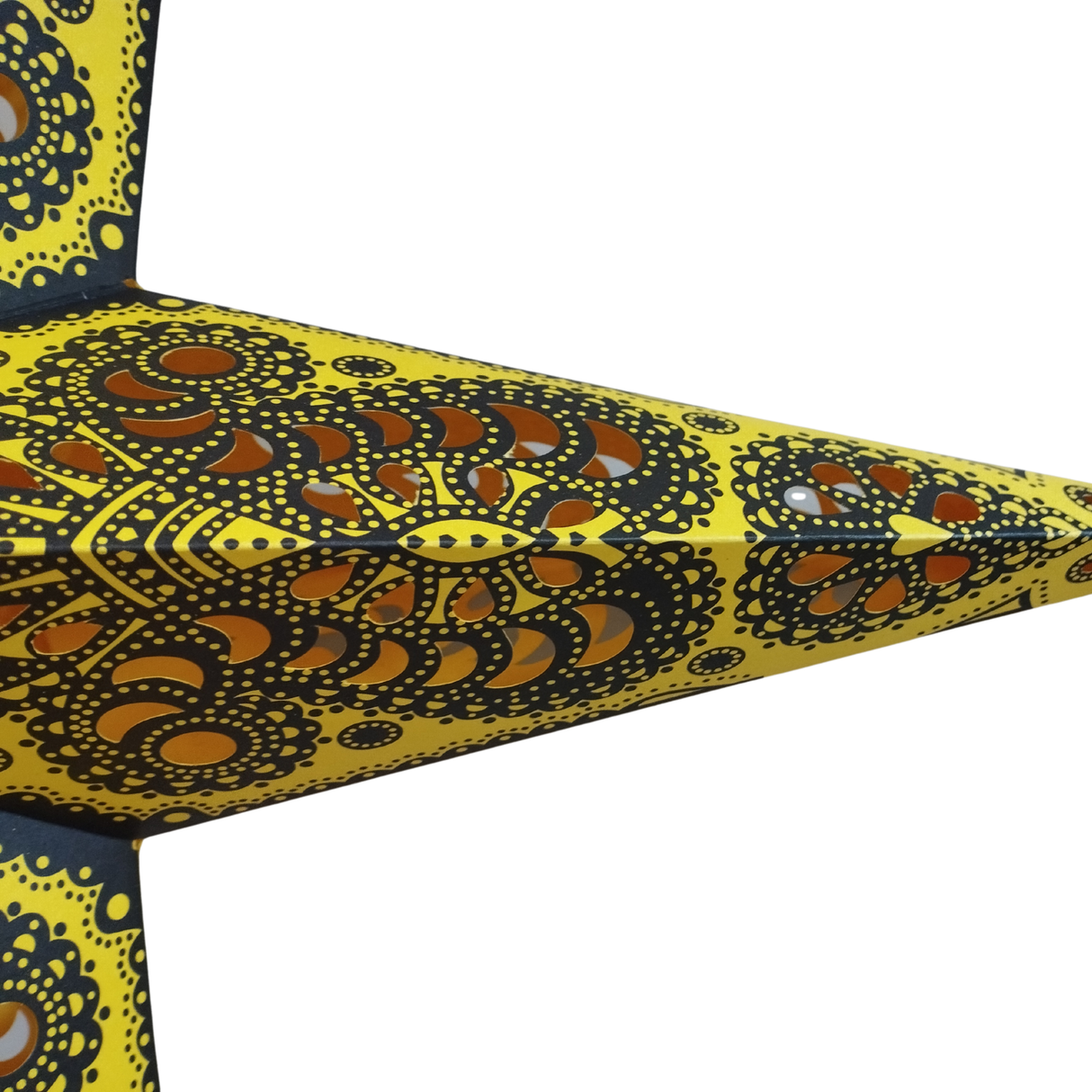 Papierstern Mandala Gelb Schwarz