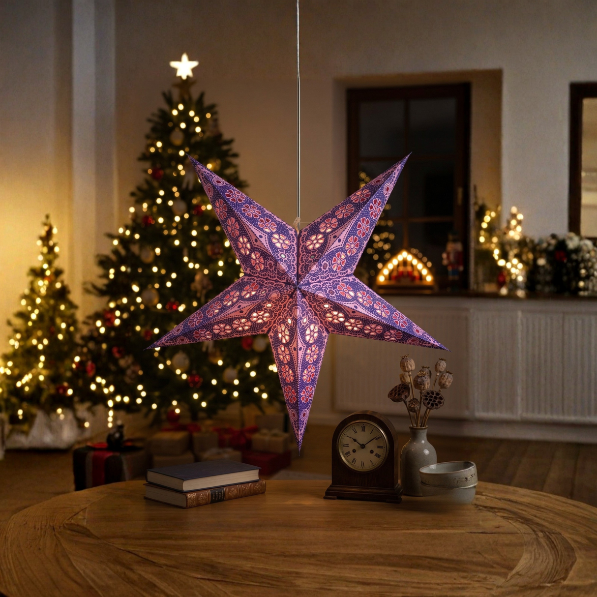 Papierstern Mandala Pink Lila