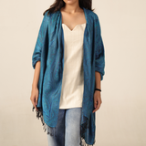 Pashmina Schal in blau - indischer Paisley Schal aus weichem Modal 